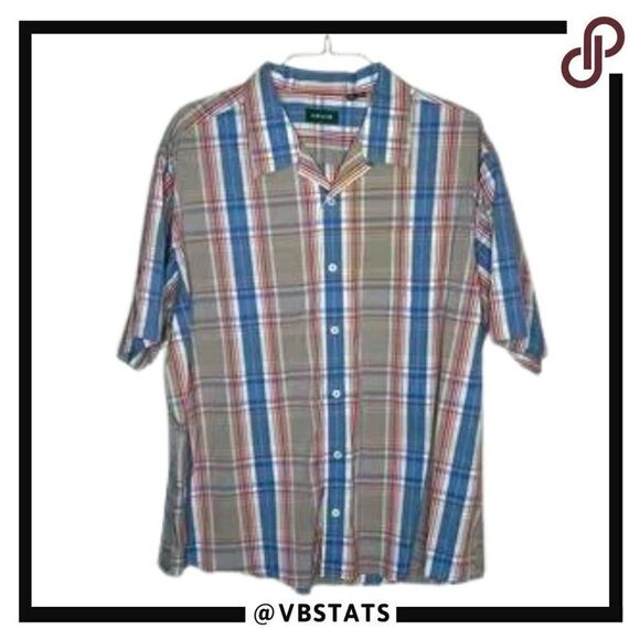XXL Orvis Tan-Blue SS Wrinkle Free Shirt - Picture 1 of 6
